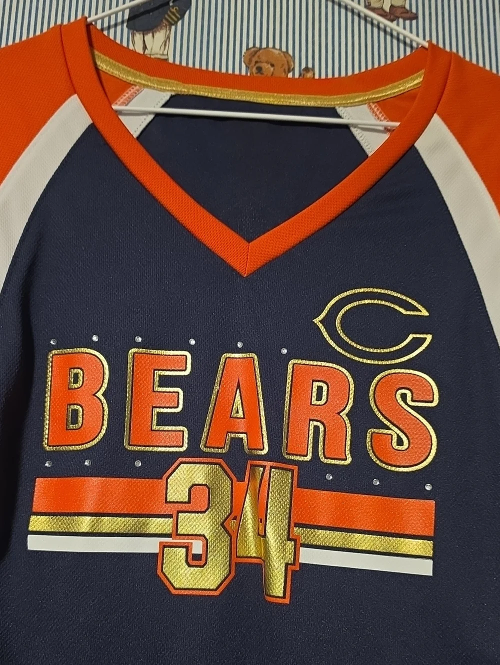 Payton Bears Hall Of Fame Football Jersey Orange Navy Gold Womens Medium